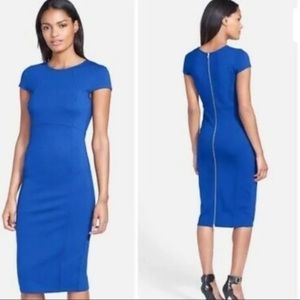 Felicity and Coco Sheath Dress Cap Sleeve Midi Length Blue